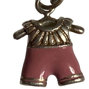 Ross Simons Sterling Silver Pink Enamel Baby Girl Outfit Charm 2.3grams